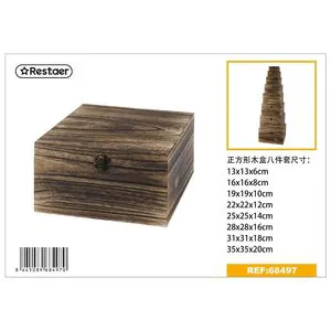Set of 8 Wooden Decorative Storage Boxes 35 X 35 X 20 cm for Gifts and Home Decor