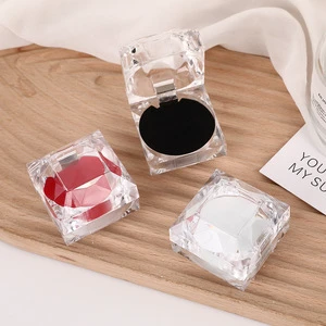 Clear Crystal Jewelry Case Travel Cosmetic Storage Trinket Box Plastic Ring Display Case Gift Wrap for Ring Pendant Storage