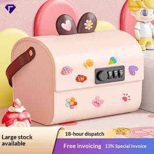 Cartoon Large Capacity Multifunctional Storage Plastic Storage Box With Lock for Kids Desktop Finishing