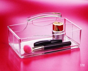 clear Acrylic Makeup Organizer Plastic Storage Tray with Dividers