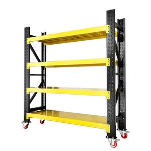Metal Foldable Corrosion Protection Storage Rack Boltless Adjustable Thickened Heavy Duty Caster Wheel Rack Industrial Warehouse