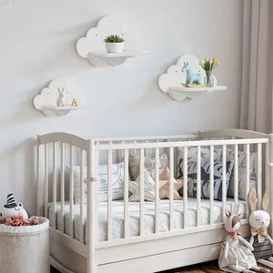 YD Brand Solid Wood 3-Tier Wall Shelf Creative Cloud-Shaped Decorative Multi-Purpose Storage Rack Wood Handicraft Living Wall
