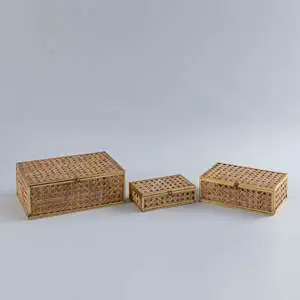 Natural Cane Wicker Decorative Storage Box (L/M/S Sizes)