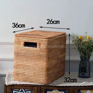 Bulk Order Available Handmade Bamboo Rattan Wicker Basket Laundry Closet Living Room Clothing Organizer Luxury Style