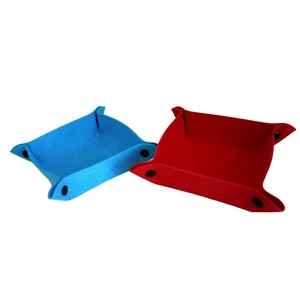 Mini Felt Single Tier Foldable Eco-friendly Table Sorting Storage Tray with Button for Bathroom or Living Room