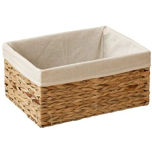 Rattan Wicker Basketry Japanese Style Organization Rattan Laundry Bin Nature Water Hyacinth Storage Basket with Fabric Lining
