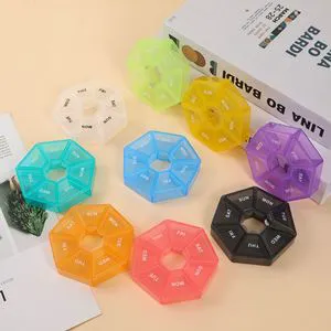 Seven-Day One-Week 7-Section Transparent Plastic Pill Box Storage Organizer with Pill Divider and Small Accessories Packaging