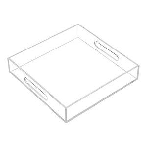 Custom Decorative Storage Organize Tray Clear Acrylic Serving Tray for Food Makeup Jewelry