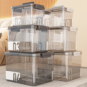 WANUO 6/10/17/26L Capacity Portable Plastic Storage Boxes Plastic Storage Bins & Boxes PET Clear Plastic Box
