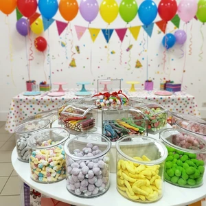 ECOBOX Round Scoop Bin Candy Jar Food Storage And Container Candy Display Storage Bins Airtight Bulk Candy Food Bin For Sweet
