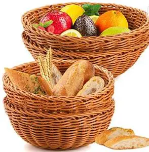 Wholesale New Design Food Grade Durable Storage Baskets Weaving Decoration Grade Food Fruit Vegetable Plastic Rattan Basket