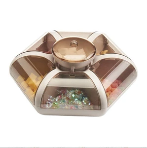 Lotus Fruit Storage Box Dry Fruit Tray Transparent Press Type Snack Compartment Storage Bin Living Room Dry Goods Nuts Container