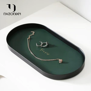 Modern Design Metal Handicraft Decorative Tray Perfume Ring Jewelry Dish Countertop Storage Vanity