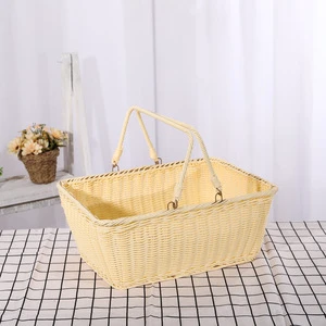 European Best Seller Eco-Friendly Handheld Natural Rattan Woven Multifunction Basket for Living Room Storage and Home Decoration