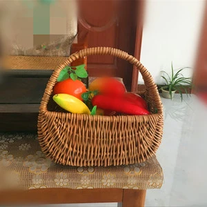 Durable Eco-Friendly Vintage Small Wicker Rattan Basket Multifunctional Fruit Flower Gift Storage Vintage Multifunctional Use