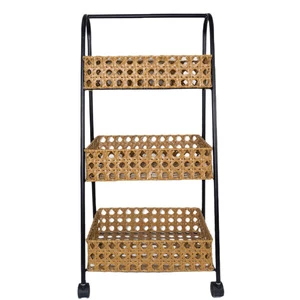 Portable Woven Storage Rack for Kitchens and Bathrooms Stores Fruits Vegetables Clothes