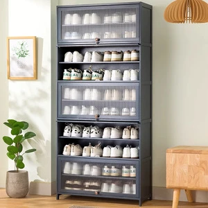 Simple Multi-Layer Shoe Storage Cabinet with Integrated Door Entry and Household Rack
