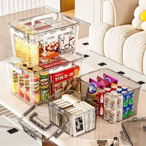 Thickened Large Capacity Storage Box for Household Dormitory Bedroom Use-Transparent PP+PET Plastic Toy Organizer Dustproof