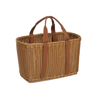 HUAYI Hand-Woven Portable Baskets Water Hyacinth Storage Basket Wicker Picnic Baskets