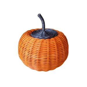 Wicker Rattan Pumpkin Storage Basket, for Halloween Party Decoration Home Decoration Vietnam Handicraft