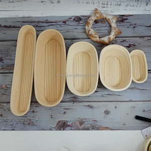 Wholesale Handmade Wicker Bannetons Rattan Dough 9/10 Inch Oval Bread Proofing Baskets Set With Liner Cover