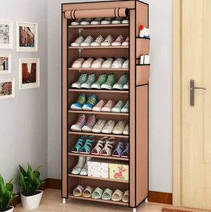 6-Tier Detachable Fabric Multifunction Foldable Shoe Rack 36-Pair Boot Show Cupboard Cabinet Dustproof Cover Home Organizer