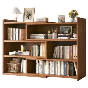 Bamboo Wood Multi-Layer Desktop Bookshelf Small Storage Rack Organizer for Office Home Student Study Bookcase Custom Logo OEM