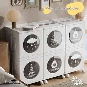 Modern Design Large Capacity Stackable Folding Storage Dust Proof Printed Plastic Storage Box With Wheels