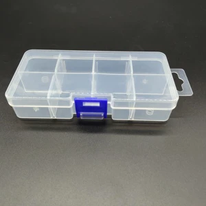 Large 8-compartment Removable Double-latch Transparent Plastic Storage Box for Jewelry, Cards and Hardware Tools