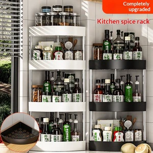 Kitchen Countertop Triangular Corner Shelf No-drill Required Multi-purpose Storing Soy Sauce Vinegar Seasoning Bottles