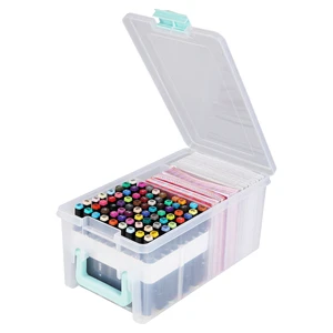 29662 Art&craft Organizer Marker Plastic Storage Case with Removable Dividers Hold 72pcs Markers and 5