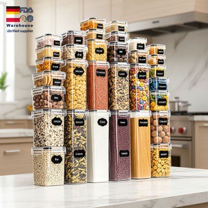 BPA Free Clear Stackable Airtight Pantry Fridge Microwave Safe Kitchen Eco-Friendly Recyclable Plastic Food Storage Containers