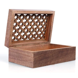 Wooden Storage Box Decorative Boxes with Removable Divider for Privacy Items