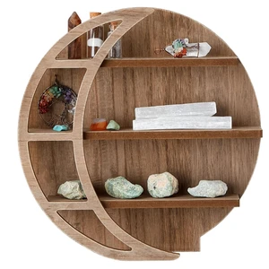 Rustic Home Decor Wooden Crescent Moon Organizer Solid Wood Storage Organizer for Livingroom