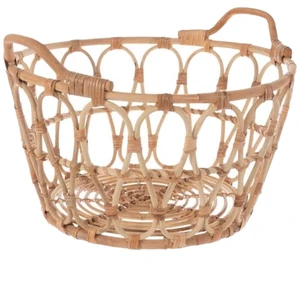 Handmade Natural Rattan Eco-Friendly Multifunction Storage Basket Handles Home Decoration Woven Wicker Organizer for Laundry