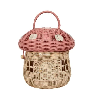 Woven Wicker Rattan Mushroom Storage Basket, Handmade Kid Basket Decor for Outdoor and Photography Prop Viettimecraft Wholesale