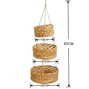 Hanging Decoration Storage Three-layer Rattan Woven Holder Storage