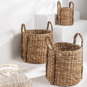 Best selling water hyacinth laundry hamper baskets eco friendly natural woven storage basket wholesale