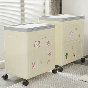 PP Plastic Storage Box with Lid & Wheels Foldable Eco-Friendly Over 35L Capacity for Kitchen Drawer Organizer Home