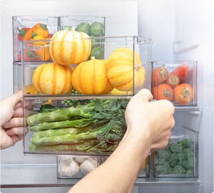 Transparent Food-Grade Refrigerator Storage Box, Drawer-Style Freezer Organizer for Vegetables, Fruits, and Kitchen Use