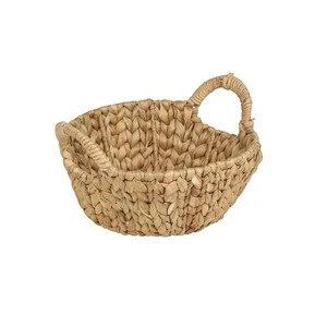 Eye-Catching Vintage Style Eco-Friendly Woven Water Hyacinth Baskets Storage Organizer Wicker Hamper Basket Handles