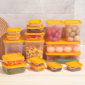 Food Grade PP Thickened Single Layer Sealed 17 Piece Set Square Thickened Refrigerator Fruit Vegetable Storage Box