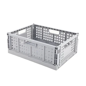 Folding Basket Crates Mesh Plastic Storage Box for Organizing Clutter