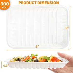 Modern Design Disposable Fruit Meat Packaging Storage Bins Rectangle PP Plastic Food Tray American Style Plate Dish for Parties