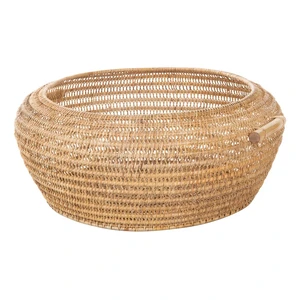 Eco Friendly Rattan Open Weave Basket Large Wicker Storage Basket with Handles for Laundry Basket Decorative Organizer