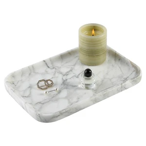 Modern Natural Marble Polished Jewelry Tray Home Decoration for Showrooms and Bathroom Vanity Elegant Storage Base and Holder