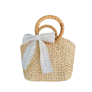 Top Seller TUYET DUNG Vietnam Classic Woven Rattan Bag Handmade Light Brown Water Hyacinth Basket Home Storage Floristic Door