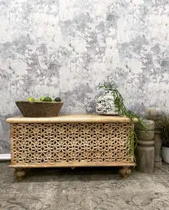 Hand Carved Storage Box with Petal Design
