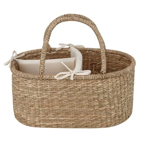 Handwoven Diaper Caddy Mommy Storage Basket With Dividers Large Capacity Eco-Friendly Organizer