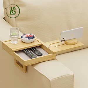 LG New Product Good Quality Sofa Arm Tray Couch Snack Holder Caddy Bar Arm Table Organizer Console Bamboo Couch Cup Holder Tray